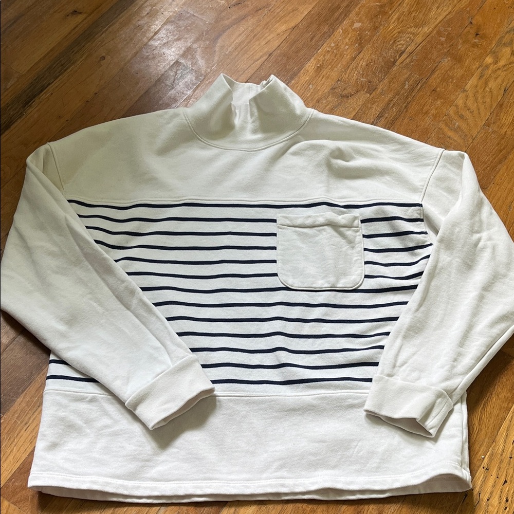 Madewell Cream and Black Striped Sweatshirt